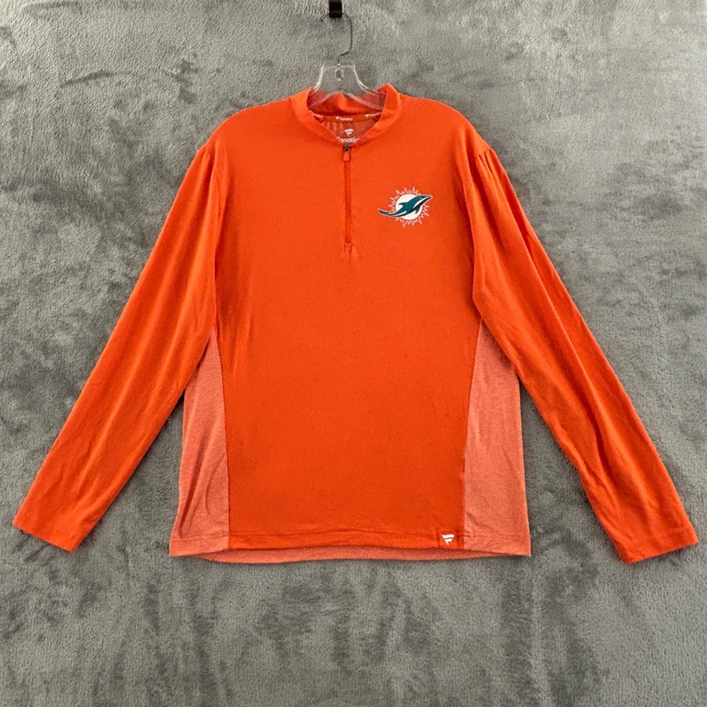Miami Dolphins 1/4 Zip Pullover Mens M Orange Fanatics NFL‎ Lightweight Tech